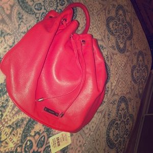 Hot coral MARCS shoulder leather purse